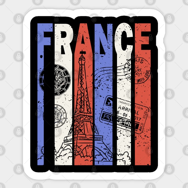 France Flag - Retro City Souvenir Sticker by TuncGK
